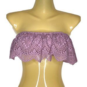 Victoria's Secret Lace Flounce Bandeau Bralette Lightly Lined Violet  Size S